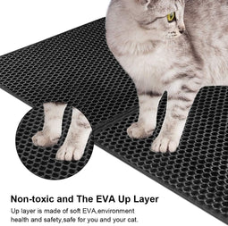 Kattenbakmat - Dubbellaags Honingraatontwerp - Waterdicht - Urinebestendig Materiaal - Gemakkelijk Schoon te Maken - 45 x 65 cm - Zwart