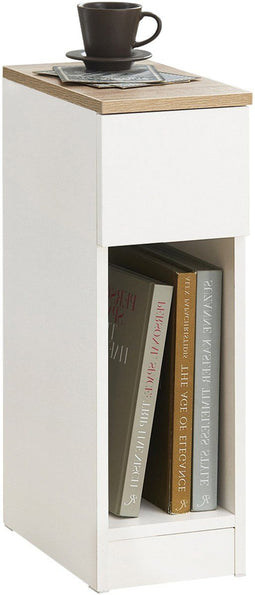 SoBuy FBT111-WN - Smal Nachtkastje - Lade en Open Plank - Wit 20x35x60cm