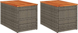Tuinbijzettafels 2 St 55X34X37 Cm Poly Rattan En Hout Grijs