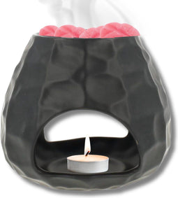 Scentchips® Bol Gebeiteld - Waxbrander - Geurbrander - Oliebrander - Wax Melts Brander - Aromabrander - Ook Geschikt Voor Essentiële Oliën - Geurolie - Waxmelts - Zwart