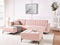 ABERDEEN - Slaapbank met ottomaan - Pastelroze - Rechts - Fluweel