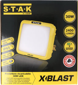 Velamp X-Blast - 30W LED bouwspot - 2400 lumen oplaadbaar met powerbankfunctie - Geel