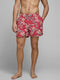 JACK&JONES JJIARUBA JJSWIMSHORTS AKM TROPIC STS - Heren Zwembroek - Roze met bloemenprint - Chili