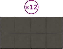 vidaXL - Wandpanelen - 12 - st - 2,16 - m² - 60x30 - cm - fluweel - donkergrijs