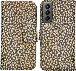 iMoshion Hoesje Geschikt voor Samsung Galaxy S21 Hoesje Met Pasjeshouder - iMoshion Design Softcase Bookcase - Goud / Zwart / Allover de luxe