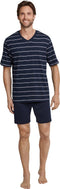 Schiesser Heren Shortama - Korte broek - V-hals - Donker blauw - M