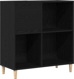 vidaXL - Platenkast - in - Zwart - Eiken - 84,5x38x89 - cm, - Geengineerd - Hout