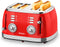 SOGO Retro Broodrooster - Toaster - Ontdooifunctie - 6 Warmteniveaus - 4 Sneden - 1550W - Rood