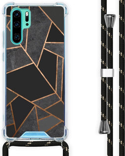 iMoshion Hoesje Geschikt voor Huawei P30 Pro Hoesje Met Koord - iMoshion Design Hoesje met Koord - Zwart / Meerkleurig / Goud / Black Graphic