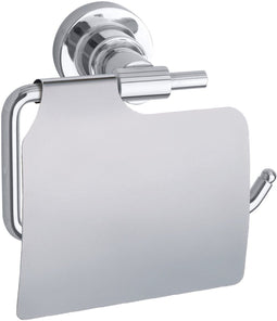 Tesa Luup toiletrolhouder met deksel, verchroomd metaal, zelfklevend