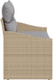 vidaXL - 2-zits - ligbed - met - kussens - - - beige - poly - rattan