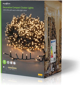 Nedis Kerstverlichting - Compacte cluster - 1200 LED's - Warm Wit - 24 m - Licht effecten: 7 - Binnen & Buiten