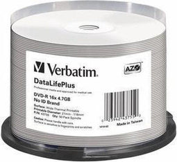 Verbatim DVD-R AZO 4.7GB 16X DataLifePlus Thermal Printable (50 stuks)