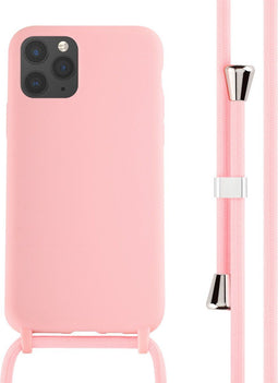 iMoshion Hoesje Geschikt voor iPhone 11 Pro Hoesje Met Koord - iMoshion Siliconen hoesje met koord - Roze