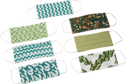 J-Line zak van 7 mondmaskers motieven - katoen - groen