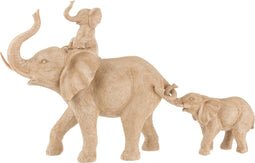 J-Line Olifant Met Kind Op Rug Poly Beige - Olifant beeld 41.50 cm hoog