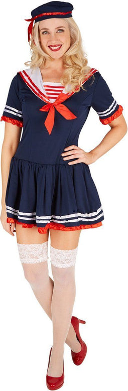Dressforfun Marinedame - Vrouwenkostuum - Jurk en hoed - Blauw