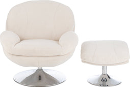 J-Line zetel Relax + Voetbank - metaal/multiplex - creme/zilver