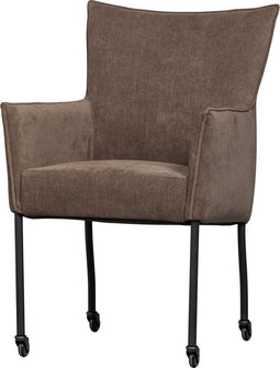 WOOOD Ezra Eetkamerstoel - Polyester - Bruin - 94x56x64