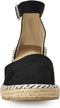 PS Poelman Enid - Espadrilles met Sleehak 8 cm - Zwart - Maat 40