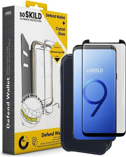 SoSkild Defend (Galaxy S9) - Wallet Impact Case met Tempered Glass - Schokbestendig - Zwart (1 pack)