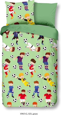 Good Morning Kinderdekbedovertrek "voetbal" - Groen - (140x200/220 cm) - Katoen