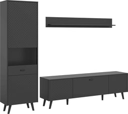 Furnilux Linea - Woonkamercombinatie - Grijs mat MDF en melamine - 40x258x195cm