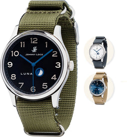 Johnny Loco Luna I - Horloge Heren - Roestvrij Stalen Kast - Saffierkristal - 41,3mm - Waterdicht tot op 100M - Charcoal