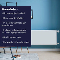 Plieger Compact Paneelradiator Type 22 - Vlak - 60 x 60 cm - Wit (RAL 9016)