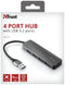 Trust Halyx - Aluminium 4-Port USB 3.2 Hub - 4x USB 3.2 type-A - Grijs