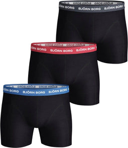 Björn Borg Contrast Solids - Heren Boxers 3-Pack - Zwart - Maat XXL (3-pack)