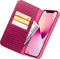 Qialino - lederen luxe bookcase hoes - Geschikt voor iPhone 13 Mini - Croco Roze