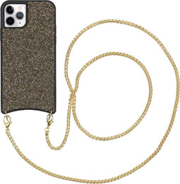 iMoshion Hoesje Geschikt voor iPhone 11 Pro Hoesje Met Koord - iMoshion Sparkle Backcover met ketting - goud