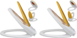 vidaXL - Toiletbrillen - met - soft-close - deksels - 2 - st - kunststof - wit - en - geel