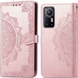 iMoshion Hoesje Geschikt voor Xiaomi 12X / 12 Hoesje Met Pasjeshouder - iMoshion Mandala Bookcase - Rosé Goud