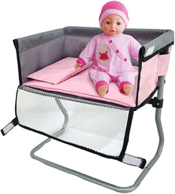 Poppen verzorgingstafel - 39x25x39 cm - Grijs en Roze - Vanaf 3 jaar