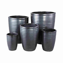 PTMD Bloempot Triston - 55x55x69 cm - Keramiek - Zwart - Set van 5