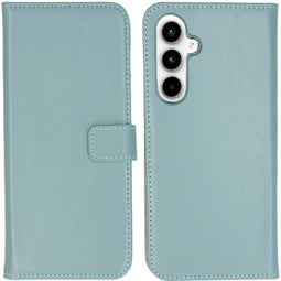 Selencia Samsung Galaxy A55 - Echt Lederen Bookcase - 3 Pashouders - Air Blue