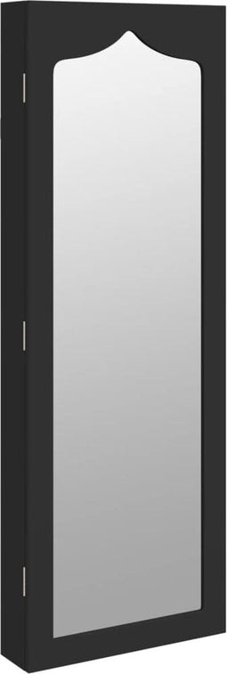 vidaXL - Sieradenkast - met - spiegel - wandgemonteerd - 37,5x10x106 - cm - zwart