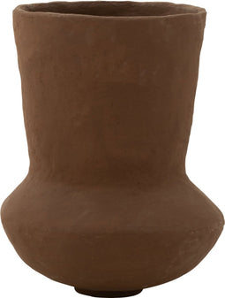 J-Line vaas Pot Archaic - papier maché - bruin - large - 55 cm hoog