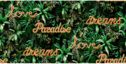 Noordwand - Good - Vibes - Behang - Neon - letter - with - plants - groen - en - oranje