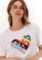Guess Ss Rainbow Street Tee - Dames T-Shirt - Regenboog hartje - Wit