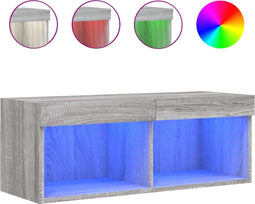 vidaXL - Tv-meubel - met - LED-verlichting - 80x30x30 - cm - grijs - sonoma - eiken