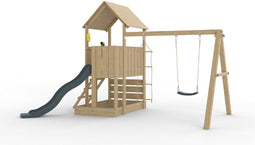 Houten Speeltoestel Jungle Tower + Antraciet glijbaan