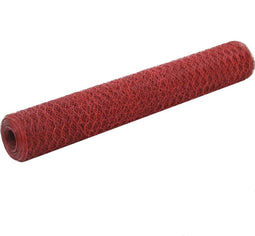 vidaXL Kippengaas 25x1 m staal met PVC coating rood