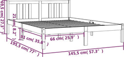 vidaXL - Bedframe - massief - hout - wit - 140x190 - cm