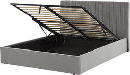 VION - Bed met opbergruimte - Grijs - 160 x 200 cm - Fluweel