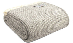 Plaid Waffle Grijs - 150x183 - Nieuw Wol - Tweedmill UK