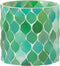 J-Line windlicht Mozaiek Diamant - glas - blauw/groen - medium