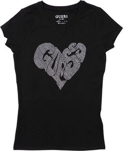 Guess Heart R3 - Dames T-Shirt - Glitter opdruk - Zwart